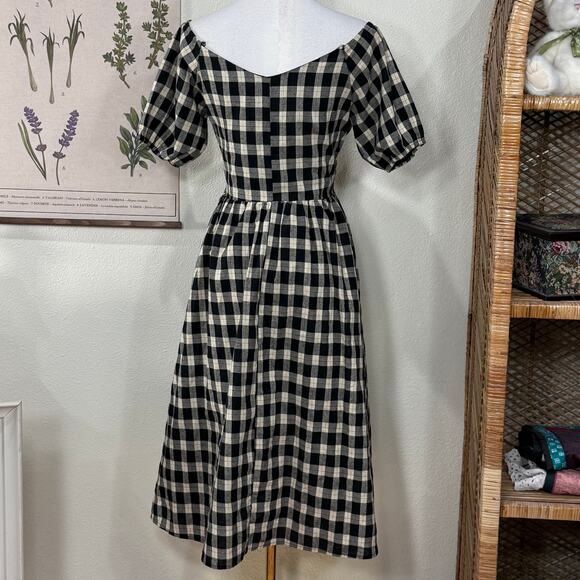 Partysu Plaid Lace Up Corset Milkmaid Dress Dolly Coquette Cottage Prairie S - Picture 3 of 5